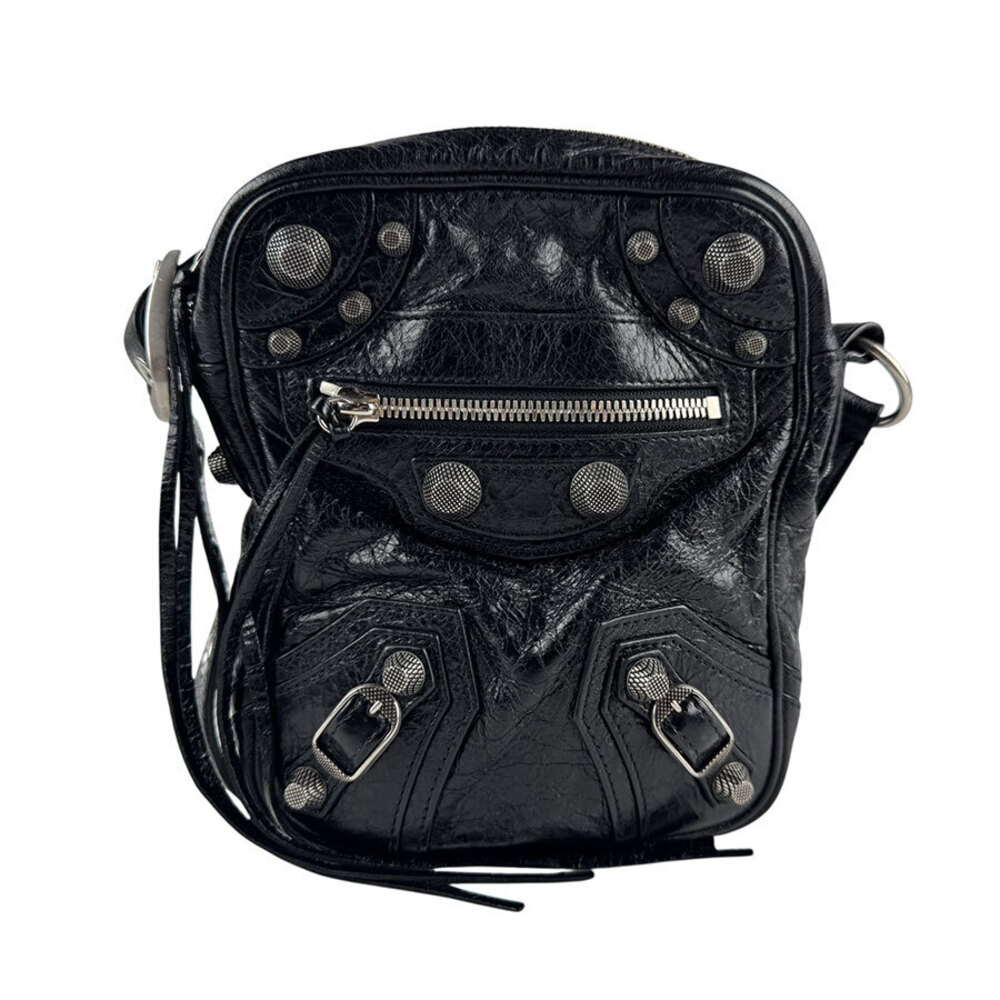 Balenciaga Le Cagoule Leather Shoulder Bag Black